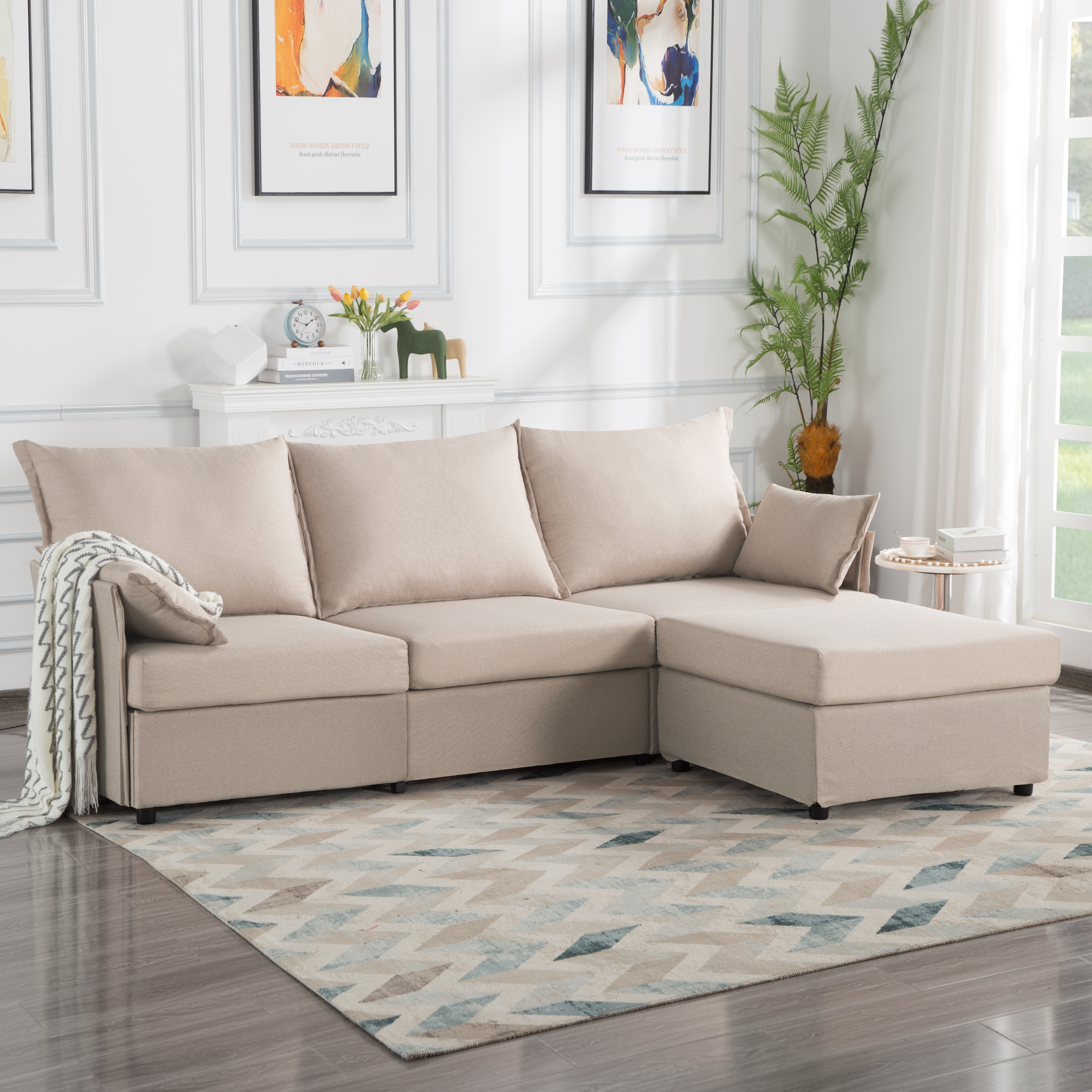  93.7” Sectional Sofa with ottoman